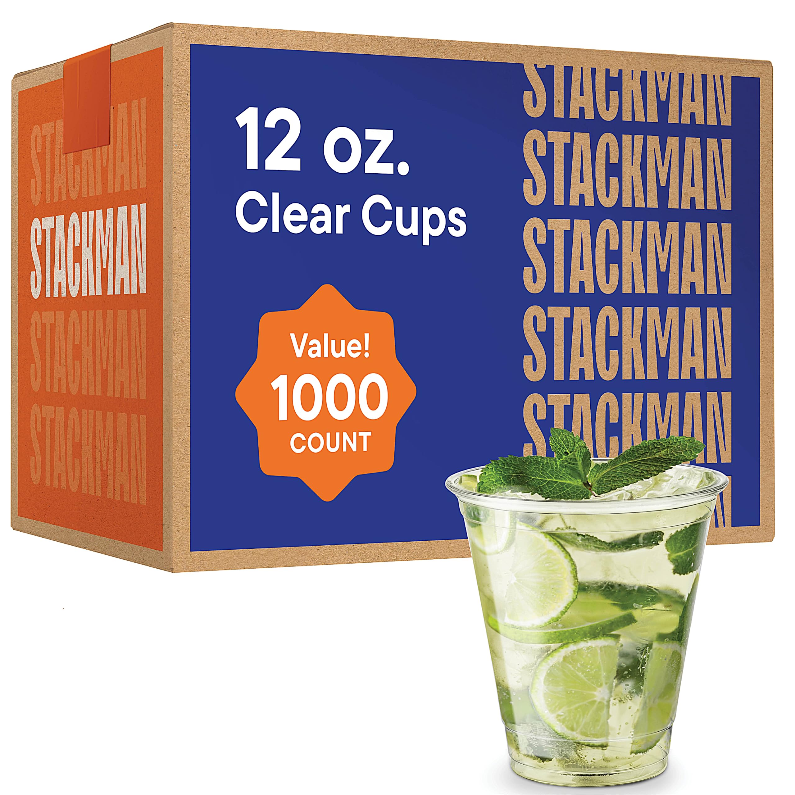 12 oz Clear Plastic Cups Bulk [1000 Pack - 12oz.] - Disposable PET Plastic Cups in Bulk (Compatible with Lids) for Cold Iced Coffee, Bubble Tea, Milk