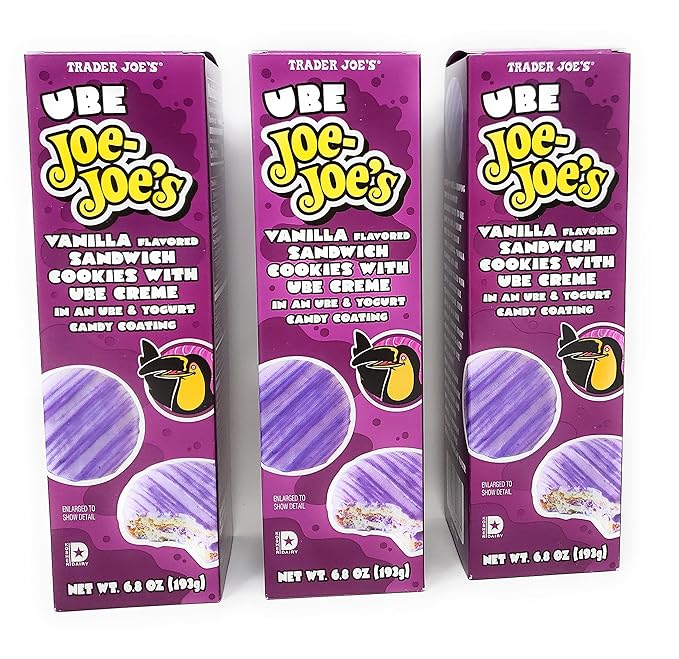 Trader Joe's Ube JoeJoe's Vanilla Flavored Sandwich Cookies With Ube Creme In An