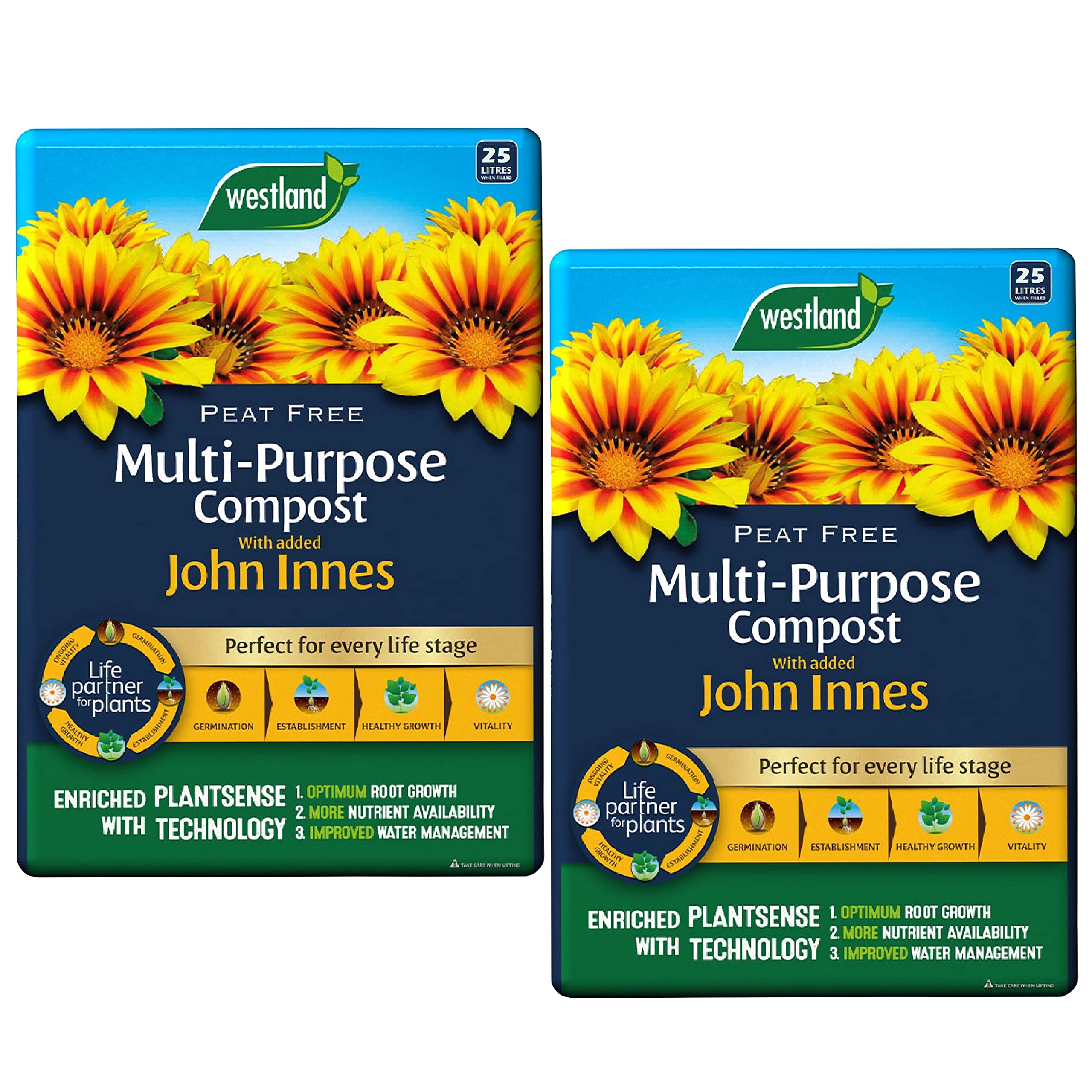 Topline Westland Multi-Purpose Garden Compost - Peat Free Multi Purpose Compost Soil with John Innes, 2 x 25L Bags with Topline Card for Indoor & Outdoor Plants, Growing Vegetables. (MPC2)