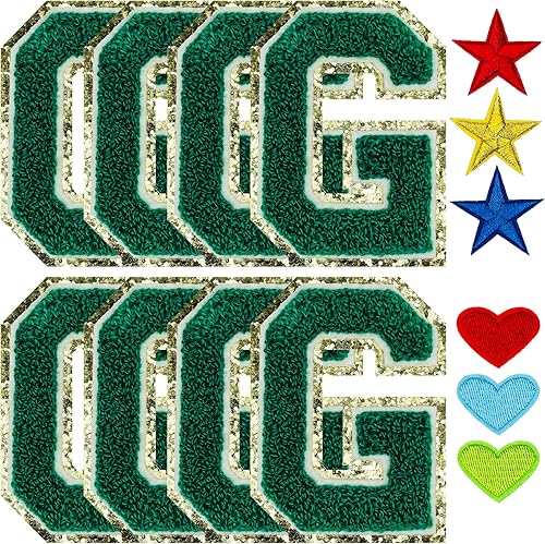 Miniatura 36 de Jongdari Letras termo-adhesivas para ropa, parche de letras de felpilla con brillantina del alfabeto, apliques para coser con adhesivo planchado, 8