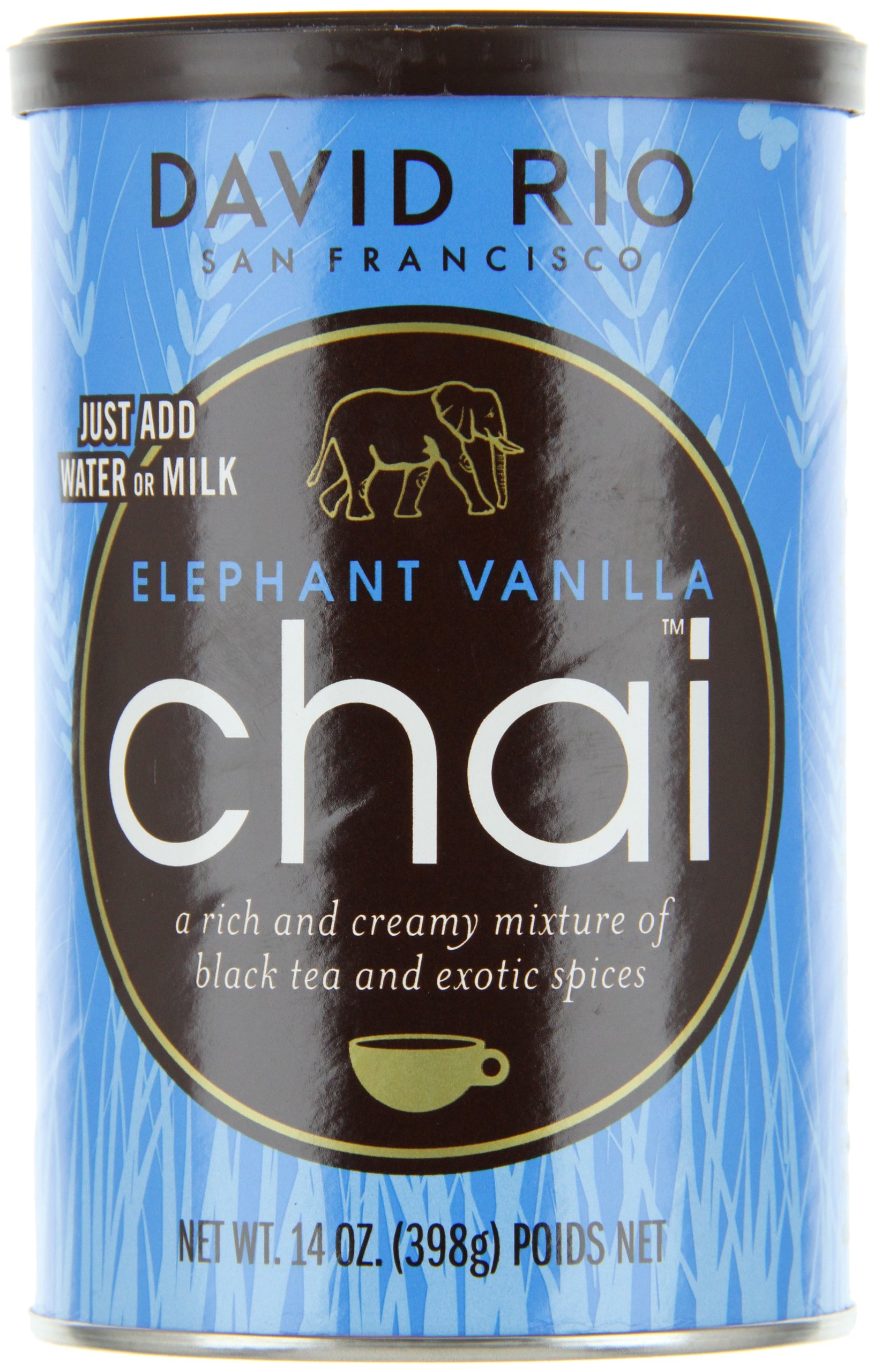 DAVID RIO Elephant Vanilla Chai® (Etichetta Ita) 389g Tin I Chai Latte with Black Tea, Vanilla, Honey & Cinnamon, Creamy Classic Tea with Caffeine