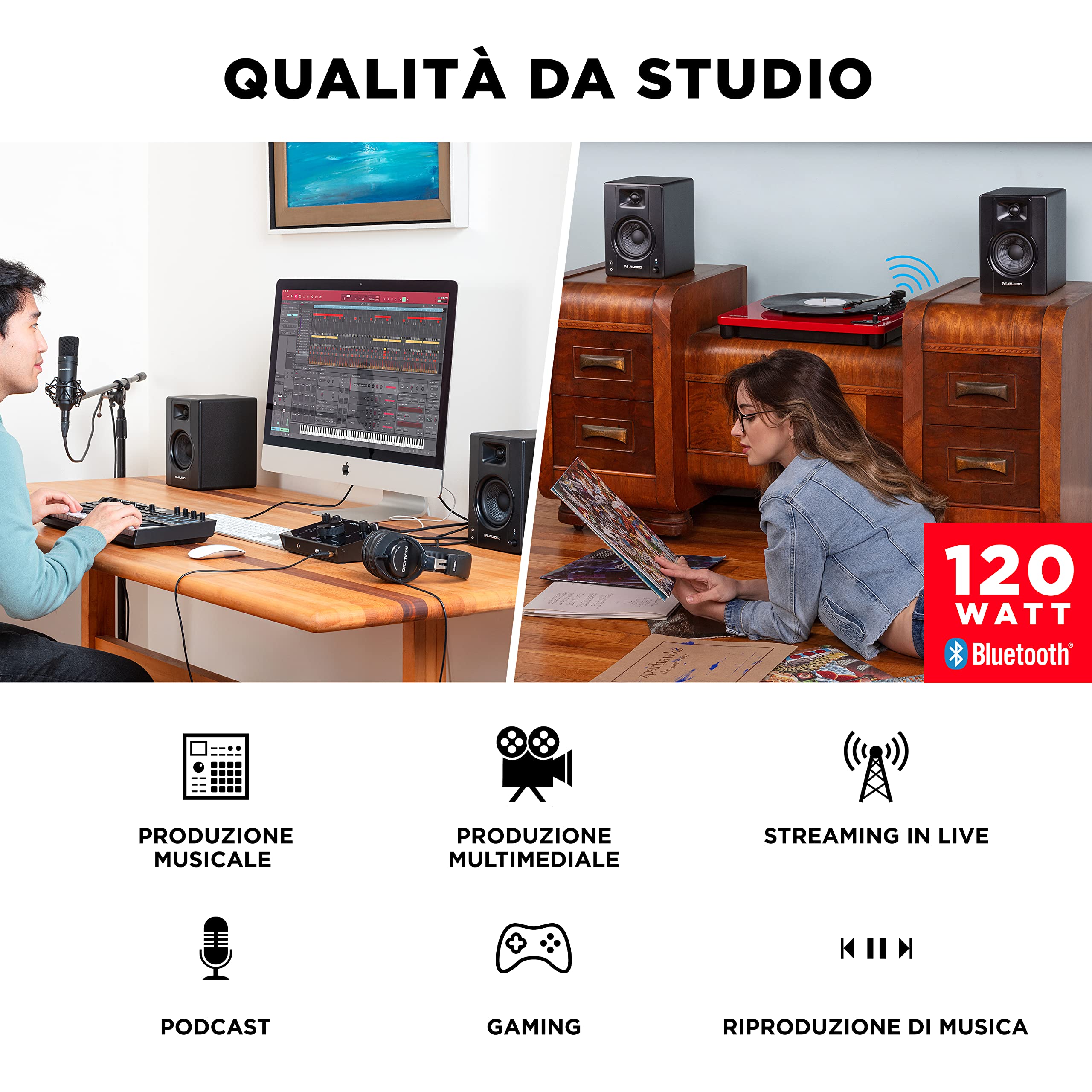 Monitor Bluetooth BX3 BT Active Studio 120W PowernoPCMusicaGamingStreamingPodcastingDJingPaired - Dettaglio