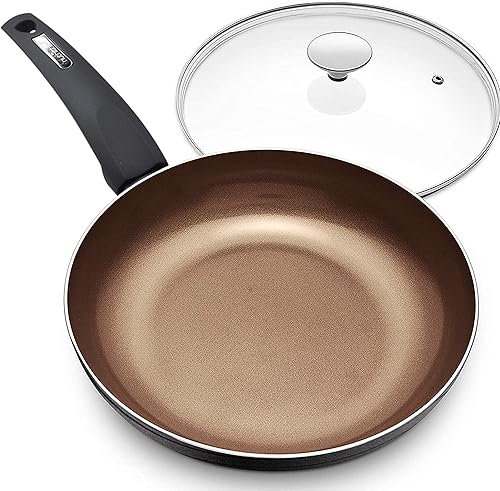 NutriChef Sartén pequeña duradera de 8 pulgadas, PTFEPFOAPFOS, laca resistente al calor, aspecto anodizado duro, modelo NCCW12S-NutriChef