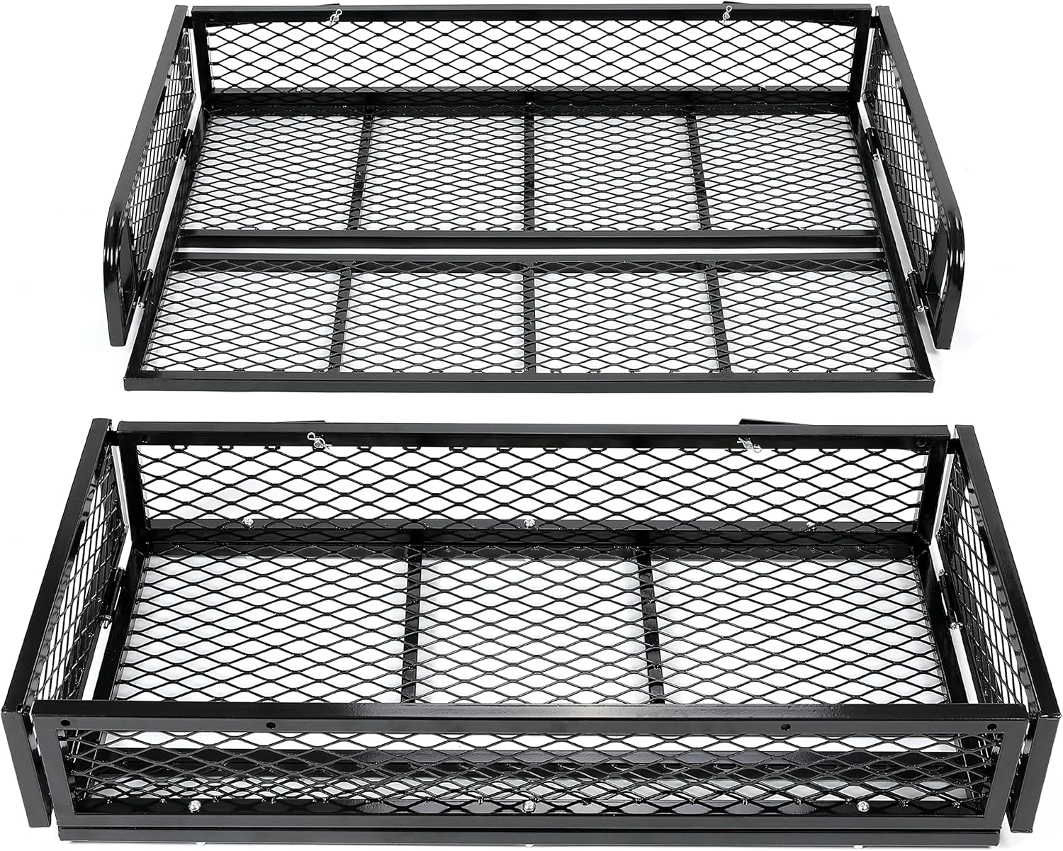ALMULOO Universal ATV Front and Rear Cargo Basket Set, 2-Piece Heavy-Duty Steel Mesh Luggage Carrier Rack, Detachable Storage for Most Models