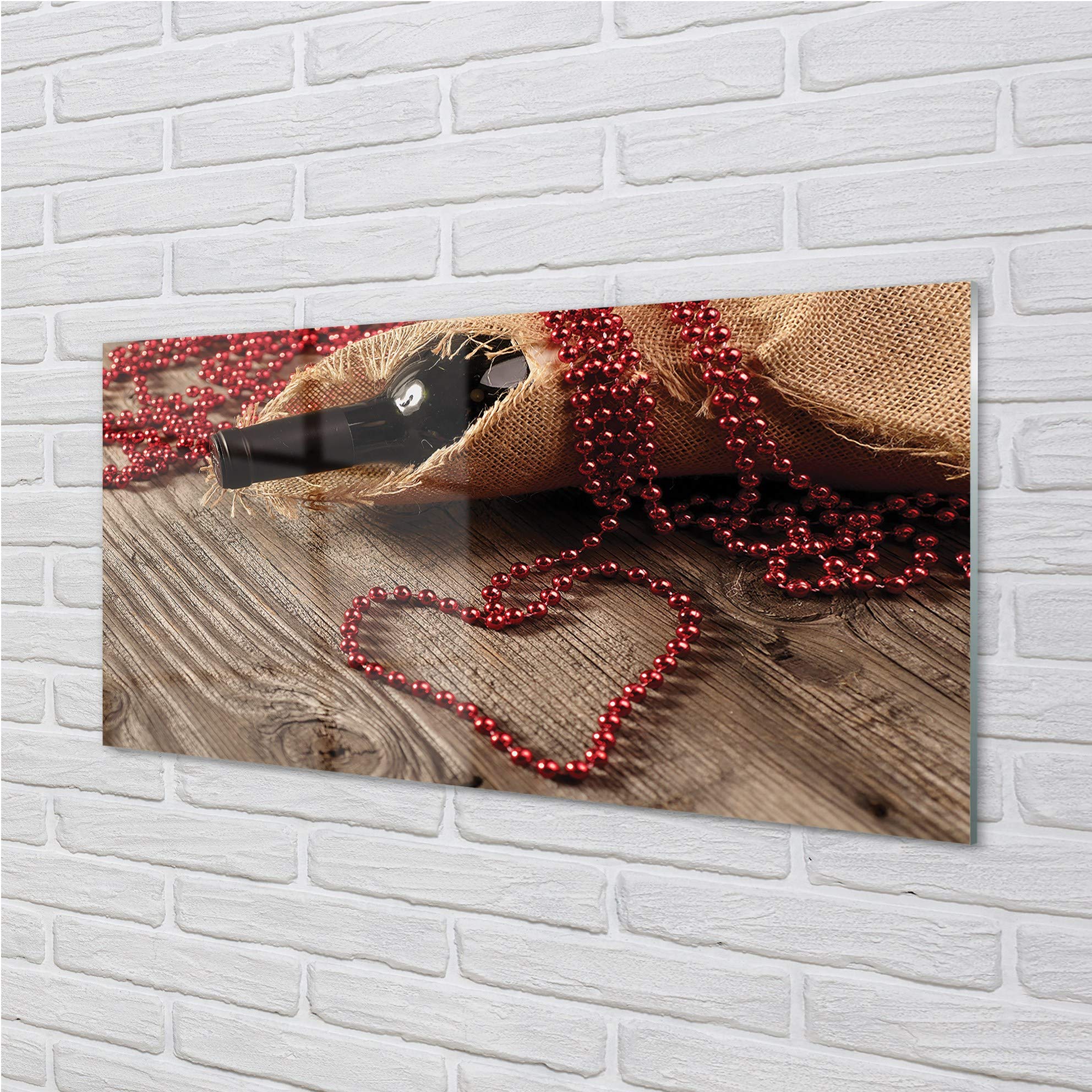 Tulup Cuadro de Cristal Vino 120x60cm Impresa Decoración De Pared Mural - Coral corazón del Vino