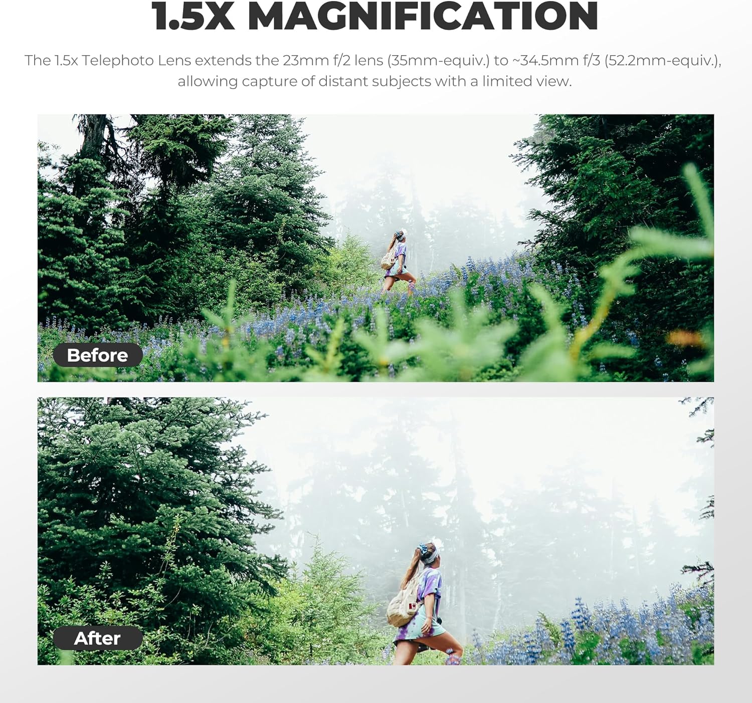 Freewell 1.5X Telephoto Lens Compatible with Fuji X100VI X100V, Enhanced Zoom and Lightweight Design