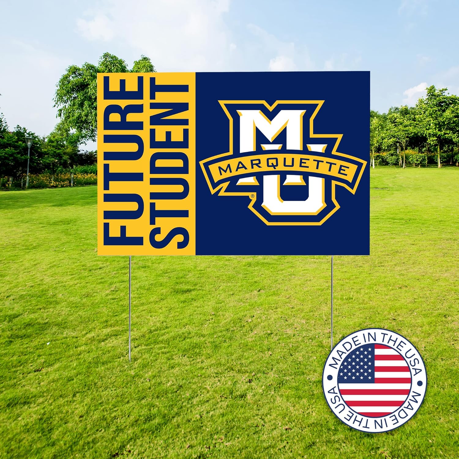 Desert Cactus Marquette University Yard Sign – 12x18" Marquette Golden Eagles Graduate Graduation Celebration Sign with Stakes, for Outdoor Lawn Display and Honoring Graduates (Grad Sign 4)