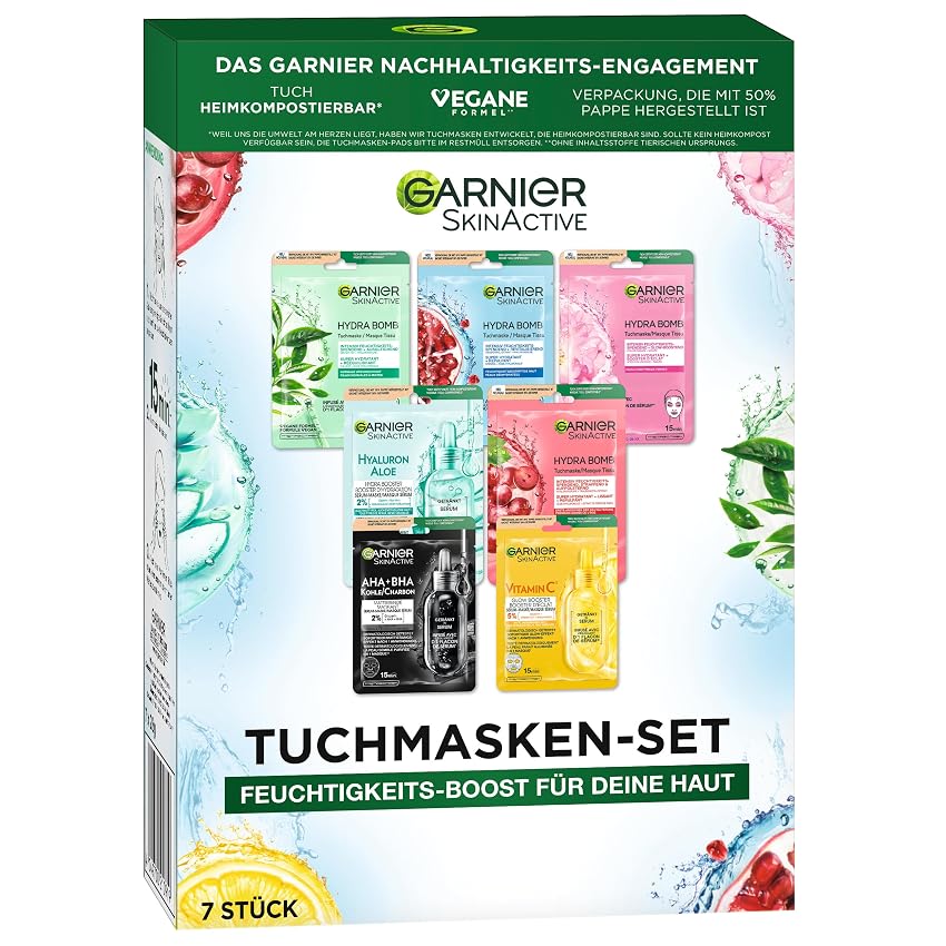Garnier Set 7 maschere panno viso 28 g vegane