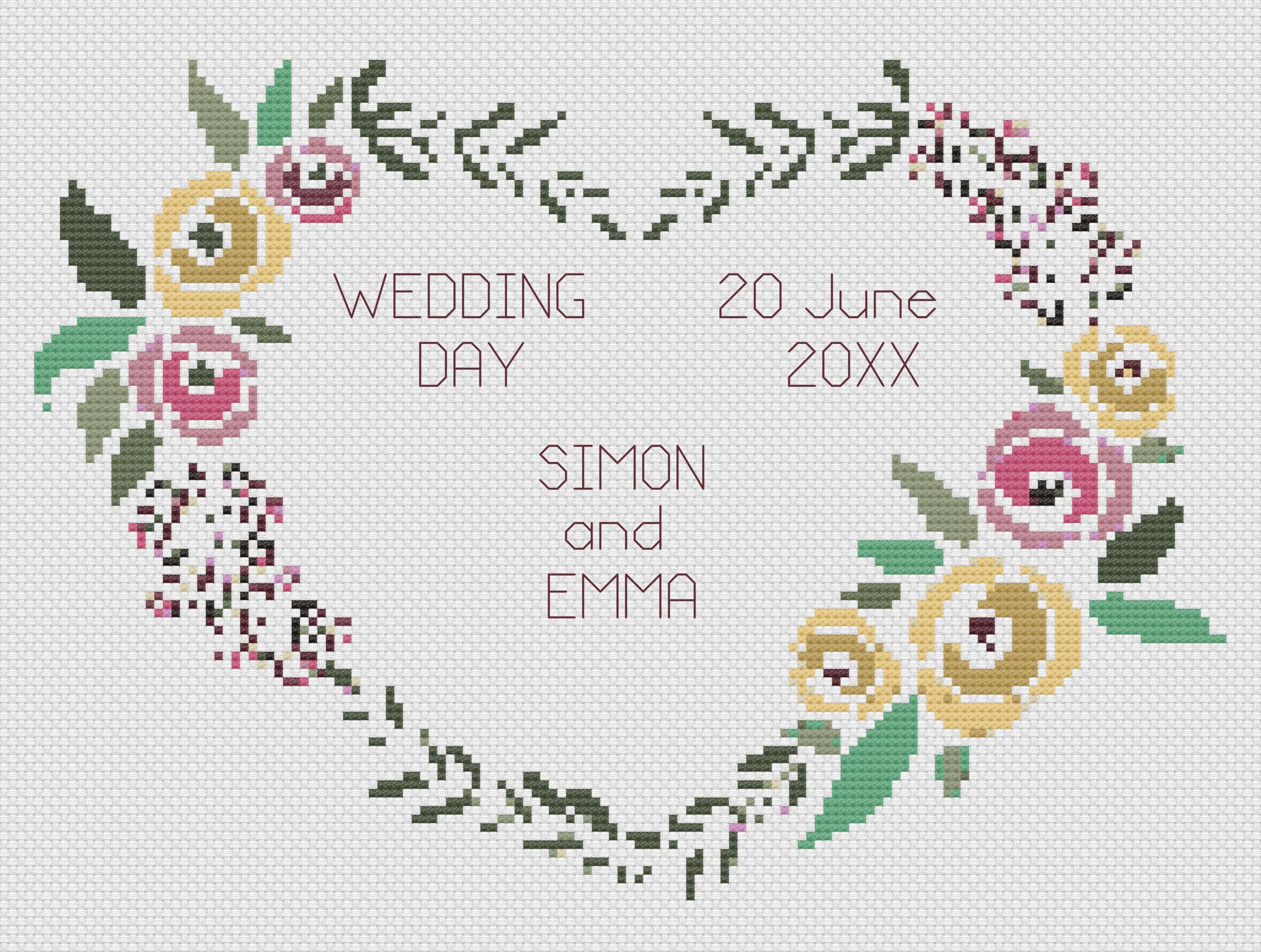 Florashell Hearts and Flowers Wedding Sampler Cross Stitch Kit