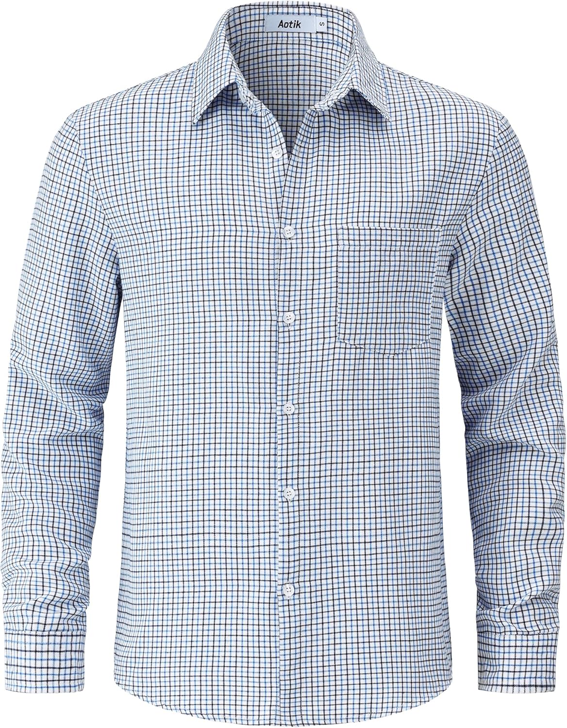 Mens Gingham Button Down Shirt Long Sleeve Dress Shirts Business Casual Shirts with Pockets - Image 3