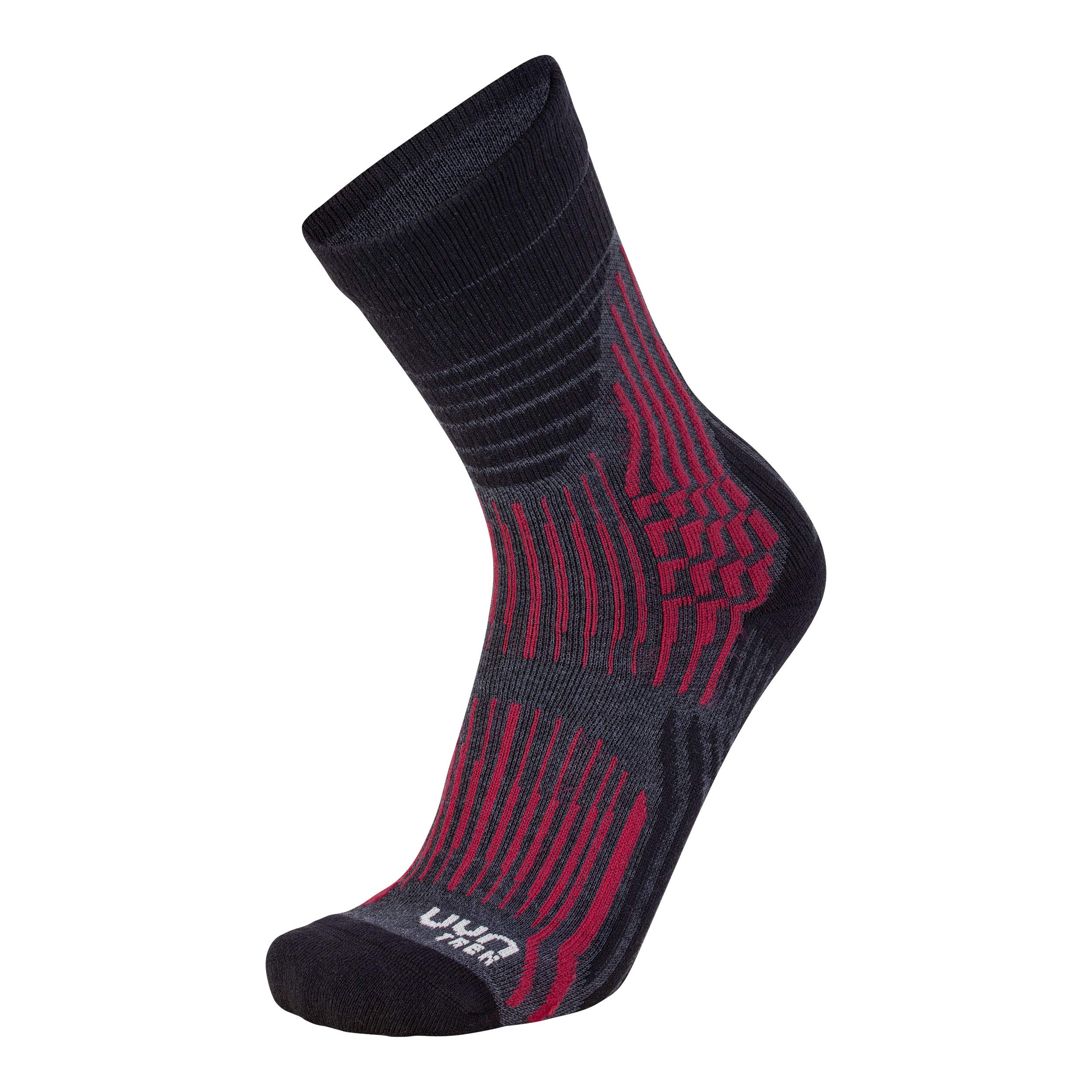 UYN Lady Trekking Wave Socks - Grey Stone/Bordeaux, 35/36