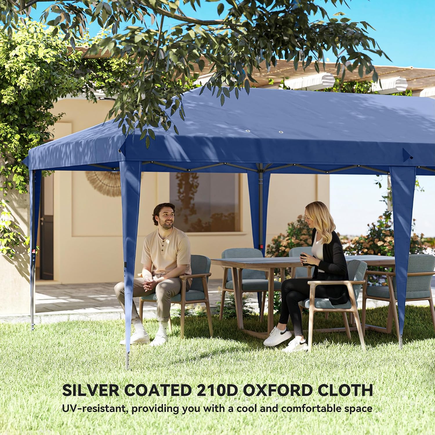 Outsunny 10' x 20' Pop Up Canopy Tent with 4 Sidewalls, Outdoor Portable Instant Canopy Shelter for Parties, Outdoor Instant Gazebo with Carry Bag for Garden, Patio, Blue