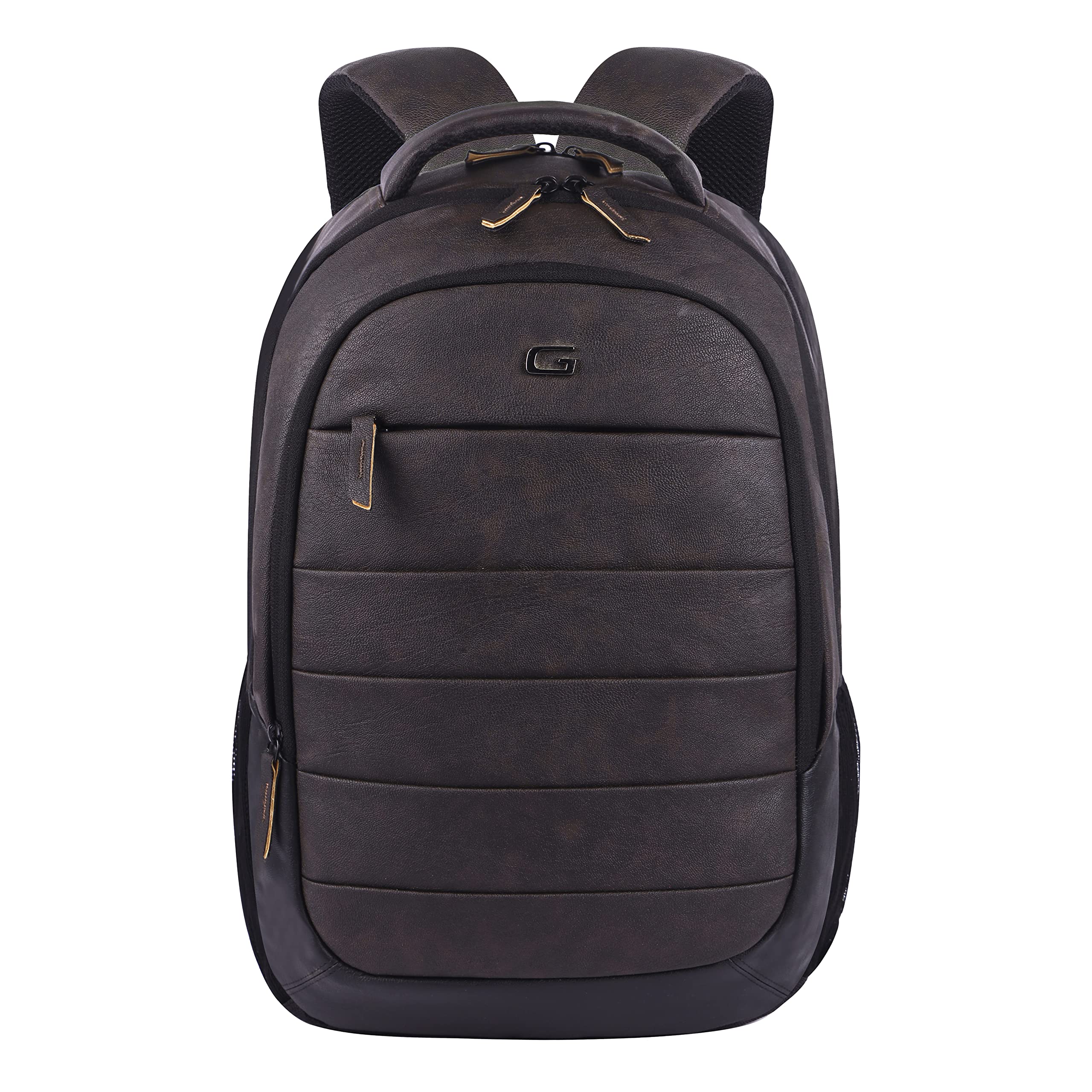 gear Vintage2 20L Small Faux Leather Water Resistant Anti Theft 5 Compartment Laptop Backpack Bag/Office Backpack For Men/Women(Brown)-picture-11