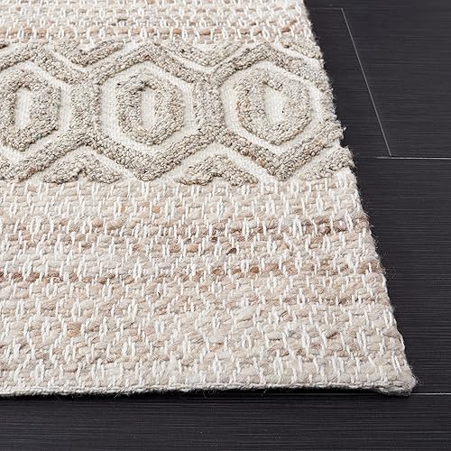 Miniatura 4 de SAFAVIEH Natura Collection - Alfombra de área de 5 x 8 pies, beige y marfil, lana hecha a mano, ideal para zonas de alto tráfico en sala de estar,