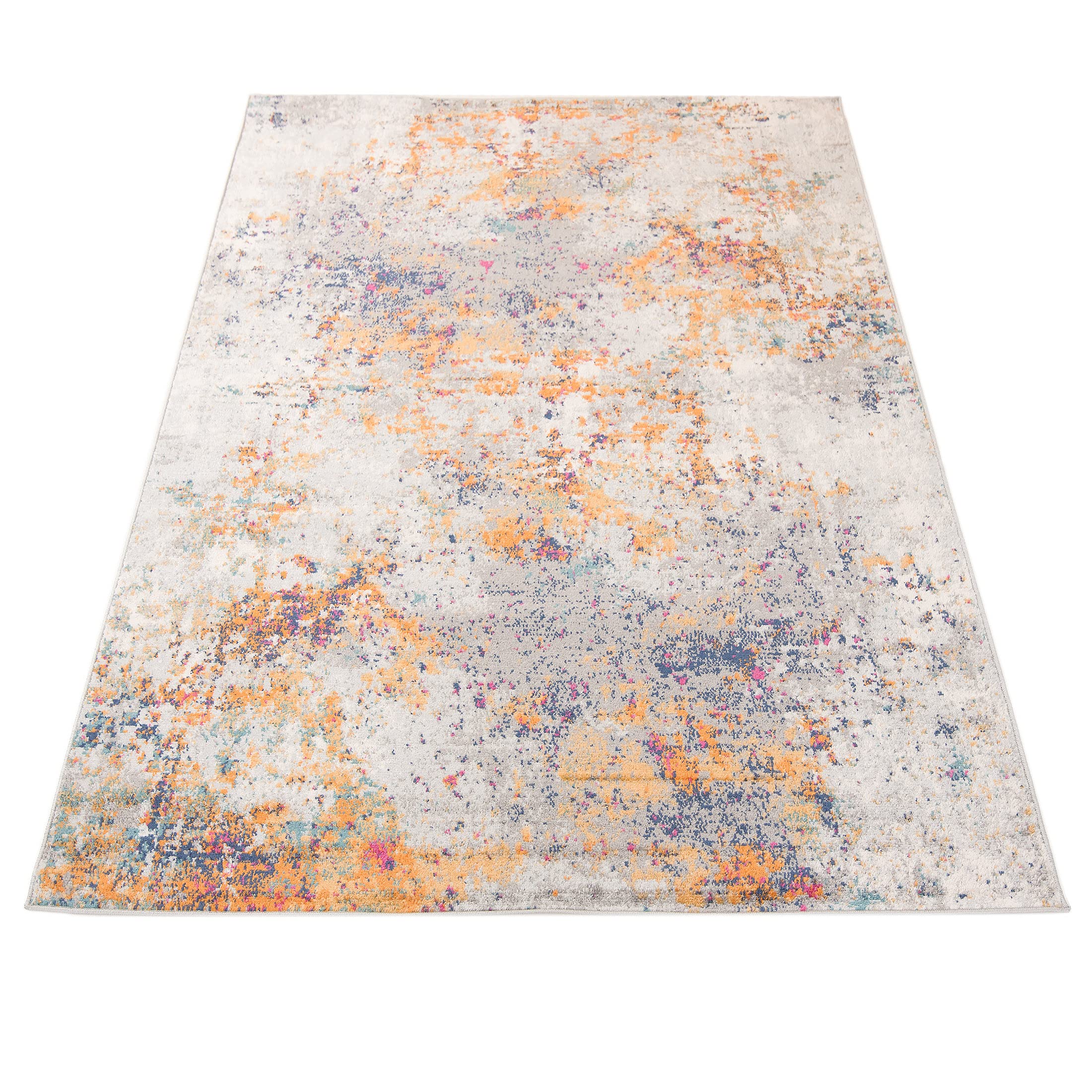 Carpeto Groß Teppich Wohnzimmer 200x300cm Anthrazit Orange Abstrakt Weich