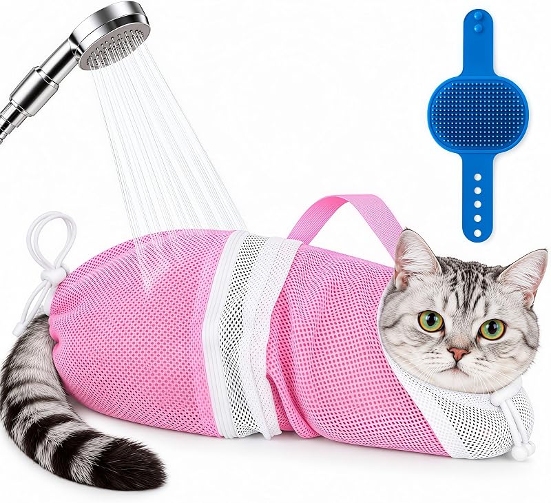 Bolsa de Banho para Gatos em Tela Respirável com Zíper e Ajuste por Cordão Ameami YDF-XM5-001