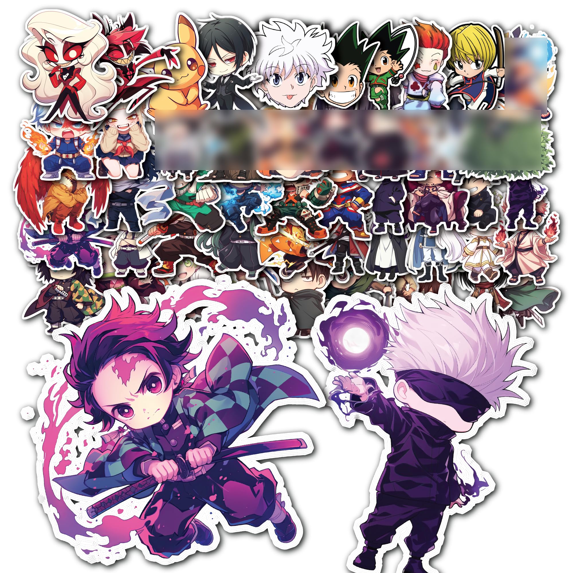 Evercio 50 Pcs Anime Stickers Mixed Pack Trendy Various Manga Stickers Vinyl Decals for Water Bottle Kindle EBook Laptop Phone Notebook Gift for Anime