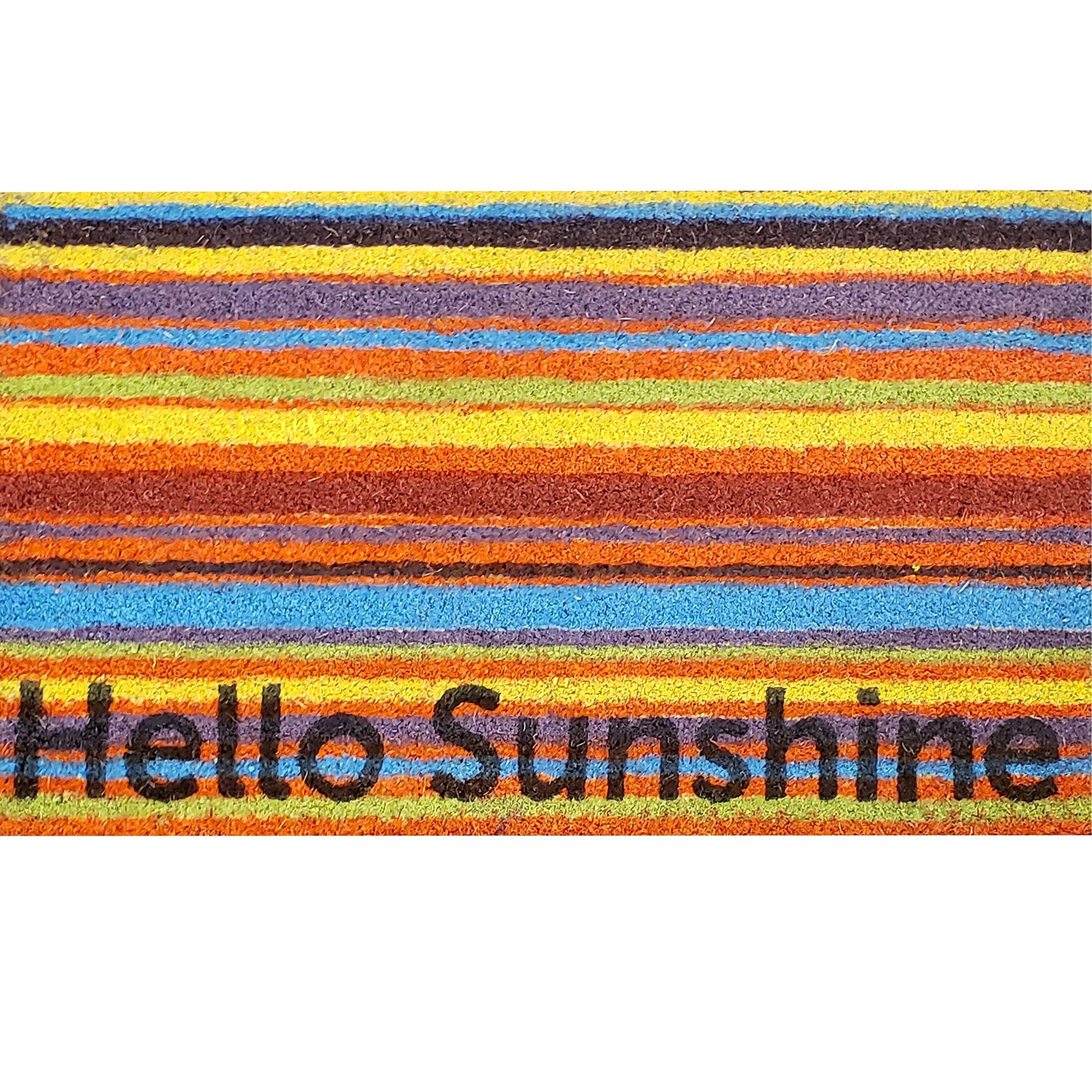 Coir Door Mat, 18 Inch Width X 30 Inch Length X 0.67 Inch Pile Height, Hello Sunshine