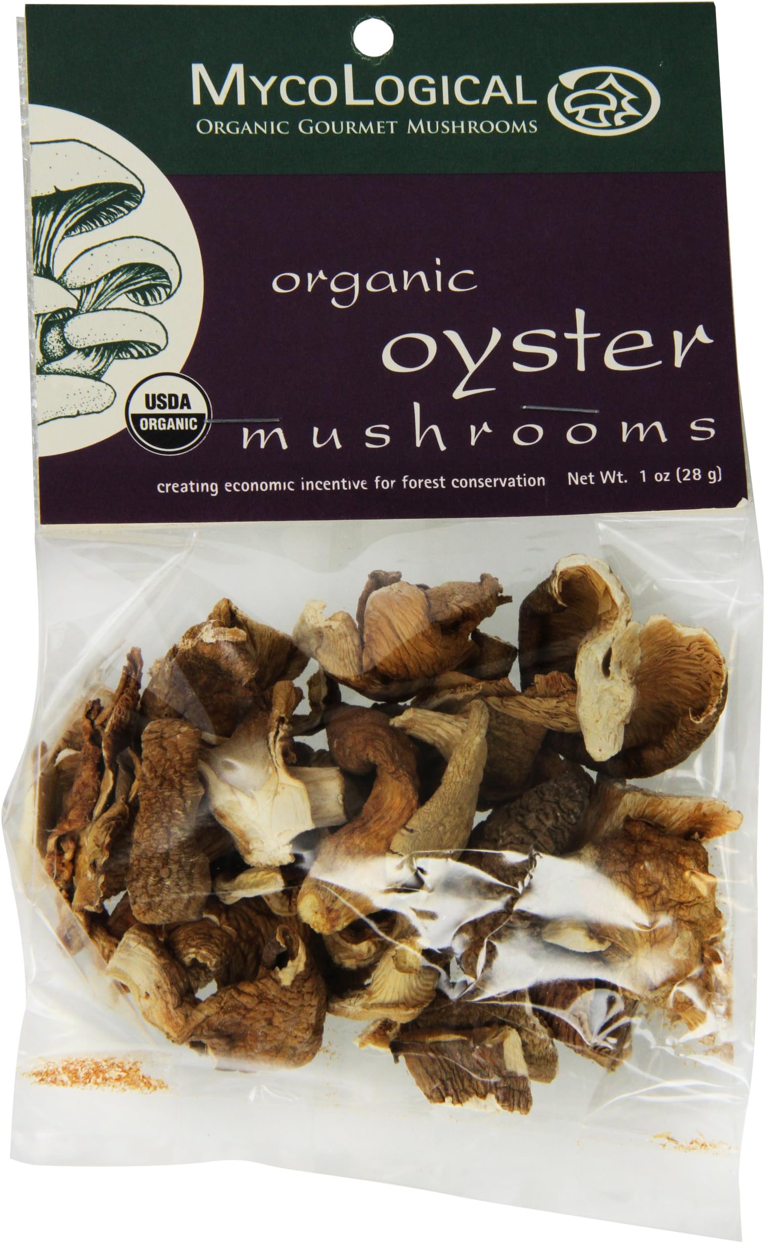 Mycological Dried Organic Oyster Mushrooms, 1 Ounce Package