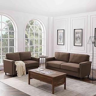 Cotoala 2 Piece Living Room Sectional Sofa Sets, Modern Upholstered Couch Furniture, One Three-Seat Chair & Loveseat, 2+3,...