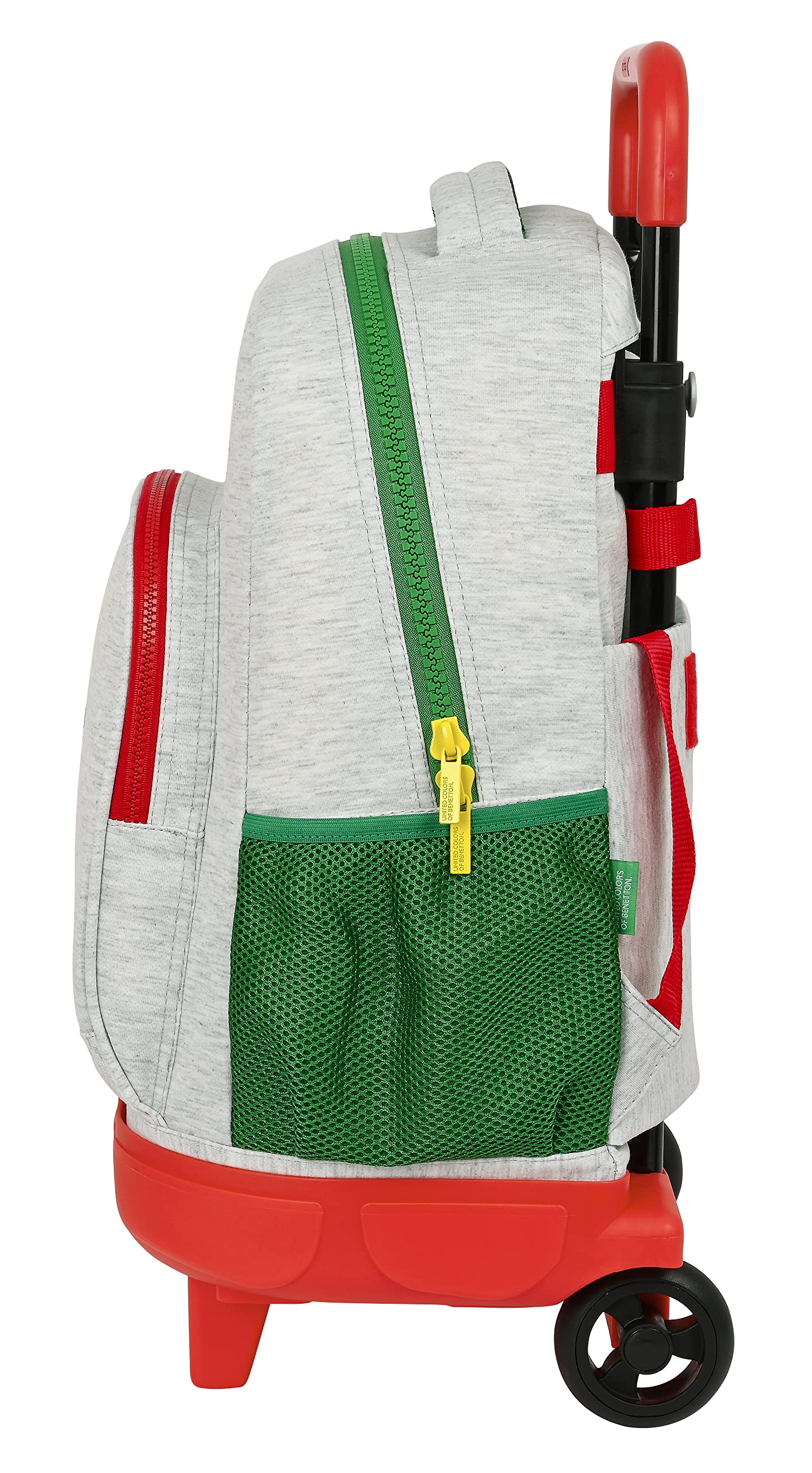 BENETTON Pop - Mochila Grande con Ruedas, Compacta, Extraíble, Ideal para Niños de Diferentes Edades, Cómoda y Versátil, Calidad y Resistencia, 33x22x45 cm, Color Gris