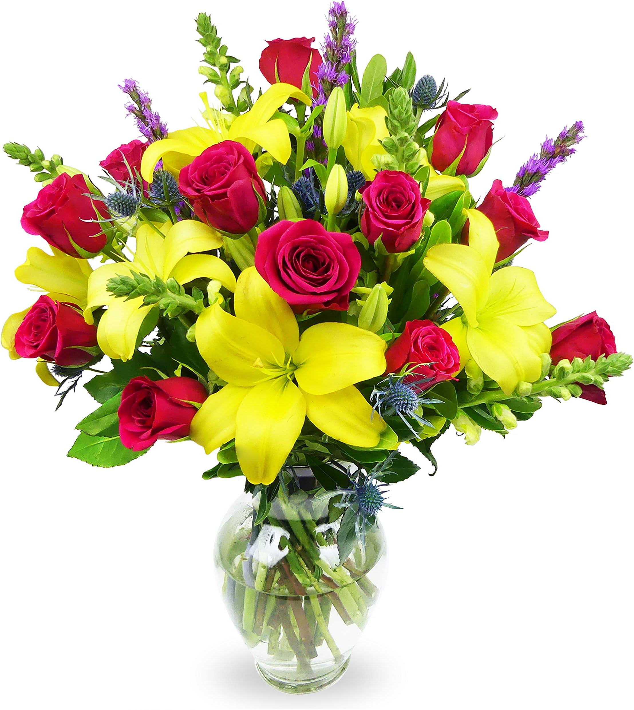 Benchmark Bouquets - Joyful Wishes Grand (Glass Vase Included) - Fresh Flowers for Delivery - Gift for Birthday, Anniversary, Sympathy, Get Well, Congratulations