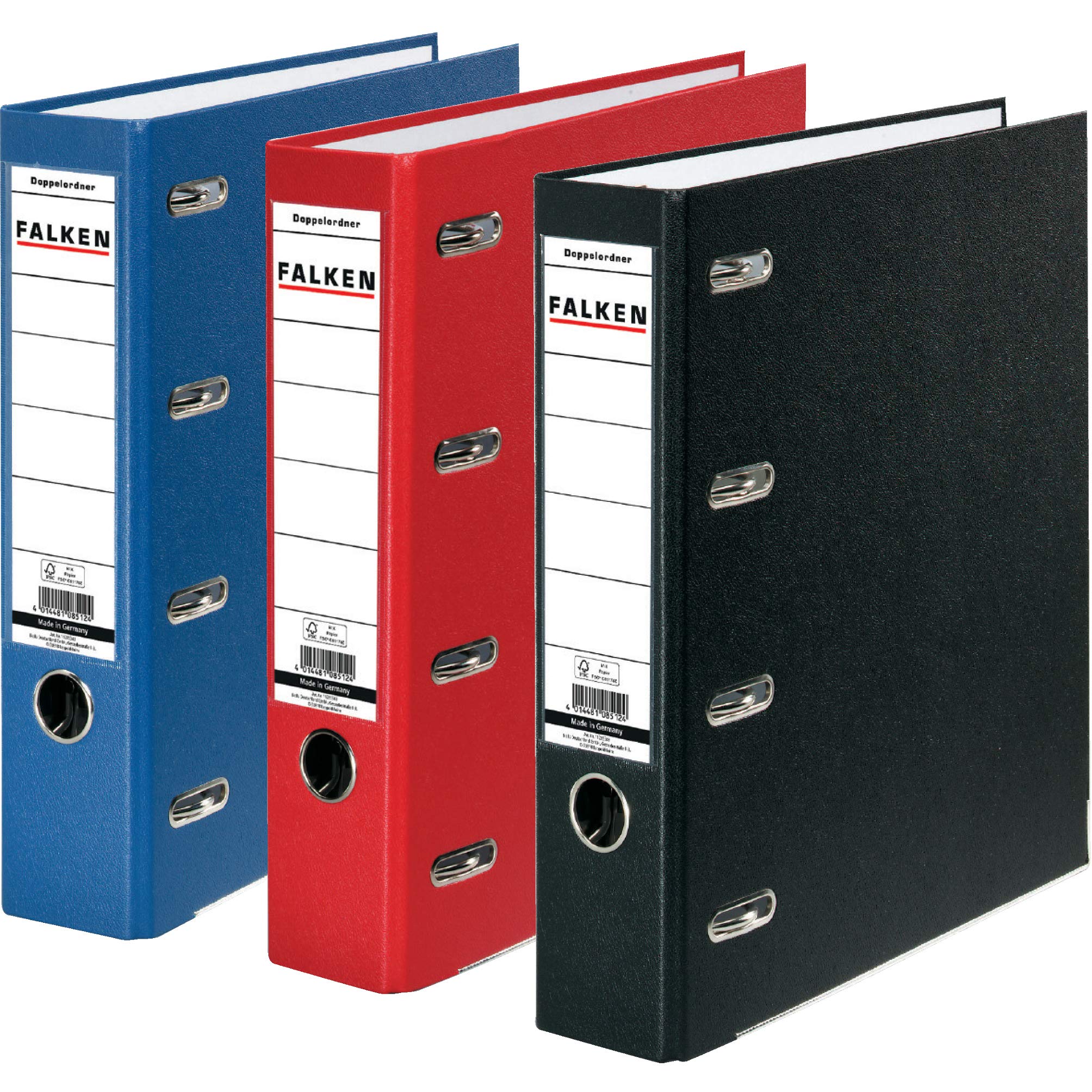 Falken - Archivador doble de plástico (polipropileno, 7 cm de ancho, para 2 compartimentos DIN A5, con ventana intercambiable), color rojo