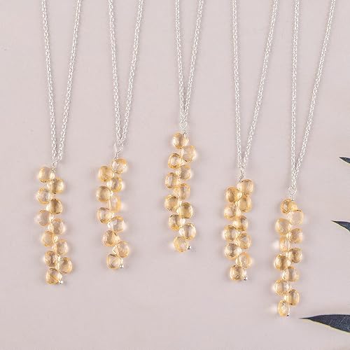 Miniatura 7 de Natural Citrine Faceted Heart Beads Necklace Pendant Gemstone Pendant, Gift For Her, Silver Jewelry 18 Inch Chain (citrine)