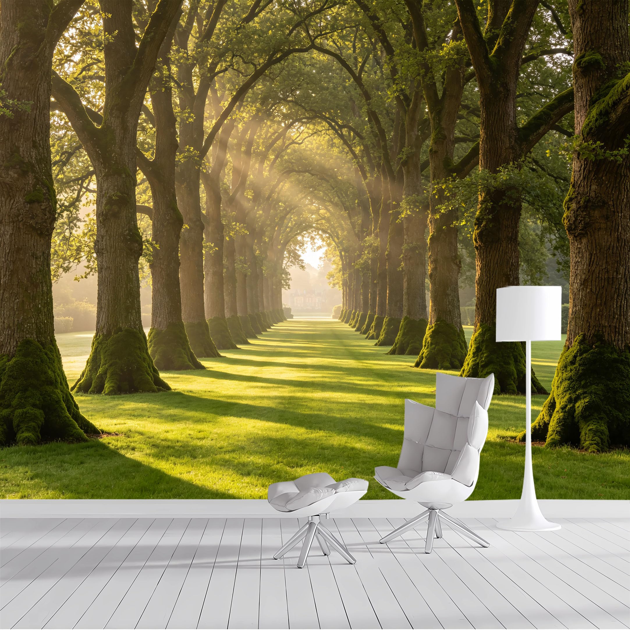 Yzpallescene Bh260711044 Custom Size Wall Mural Forest Sunbeam Tree Tunnel Landscape Selfadhesive Wall Fabric Removable Peel And Stick Wallpaper Wall Decor For Living Room Bedroom Bathroom