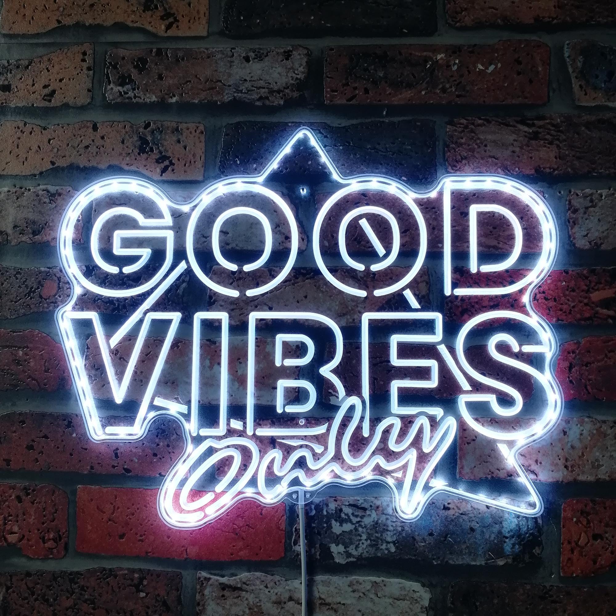 ADVPRO Good Vibes Only RGB Dynamic Glam LED Sign - Cut-to-Edge Shape - Smart 3D Wall Decoration - Multicolor Dynamic Signage st06s22-fnd-i0234-c