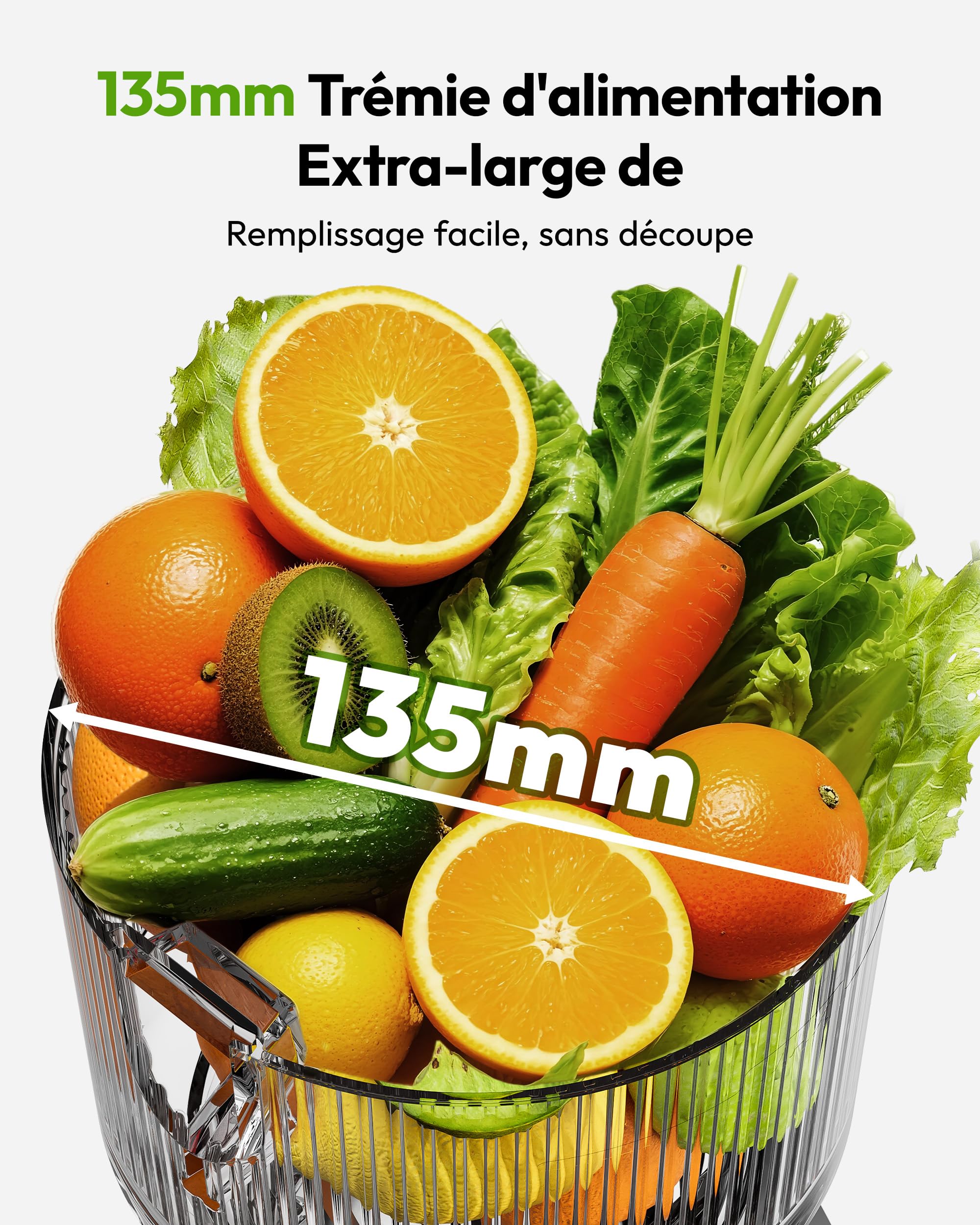 EUHOMY Extracteur de Jus à Froid 220W Double Vis 7 Étapes Rendement 99% Triple Filtre Large Goulotte 135mm Réservoir 1,8L Silencieux 55 tr/min