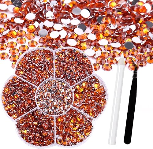 RODAKY 6000 diamantes de imitación de resina con parte trasera plana para manualidades, diamantes de imitación de cristal redondos color naranja de