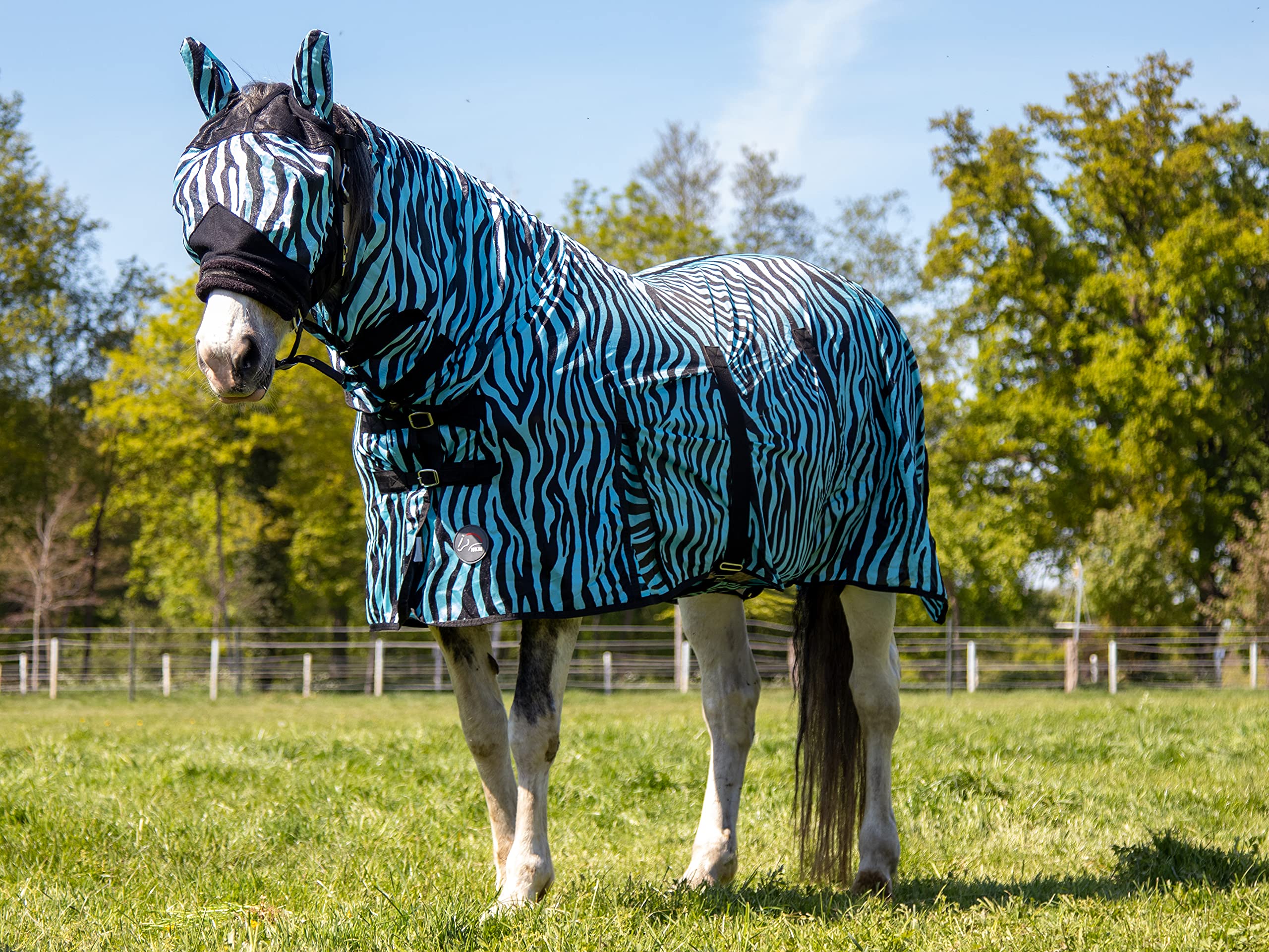 HKM Zebra Aqua 145 - Coperta per cavalli, colore: Acqua/Nero