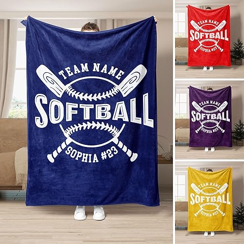 Miniatura 9 de OhaPrints Guantes de sóftbol personalizados, regalo para los amantes de los fanáticos, manta de sherpa suave y acogedora manta de forro polar