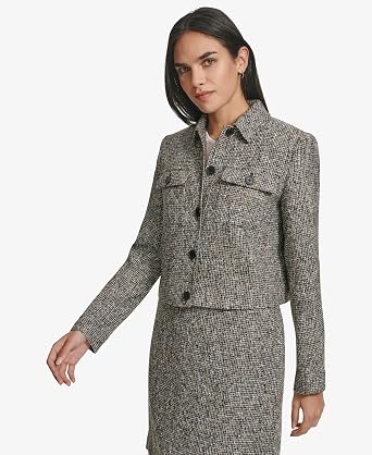 Calvin Klein Women's Cropped Tweed Suit Jacket