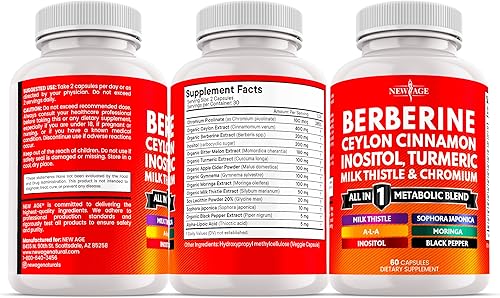 Miniatura 7 de Suplemento de berberina y canela de Ceilán - Melón amargo, glucomanano, Gymnema Sylvestre, cromo, moringa, cardo mariano, cúrcuma, pastillas de