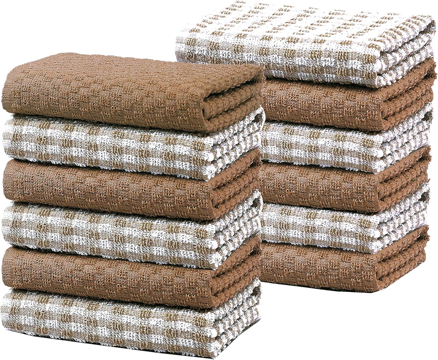Poshliving Natural Terry Kitchen Tea Towels 100% Cotton Super Absorbent Quick Drying Soft Towel Kitchen Dish Cloths For Drying & Cleaning Household Essentials (12, )