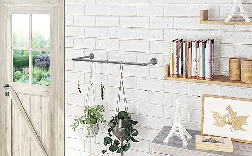 Miniatura 4 de Perchero industrial para ropa de tubería montado en la pared, resistente que ahorra espacio, barra de ropa desmontable multiusos para colgar, 24