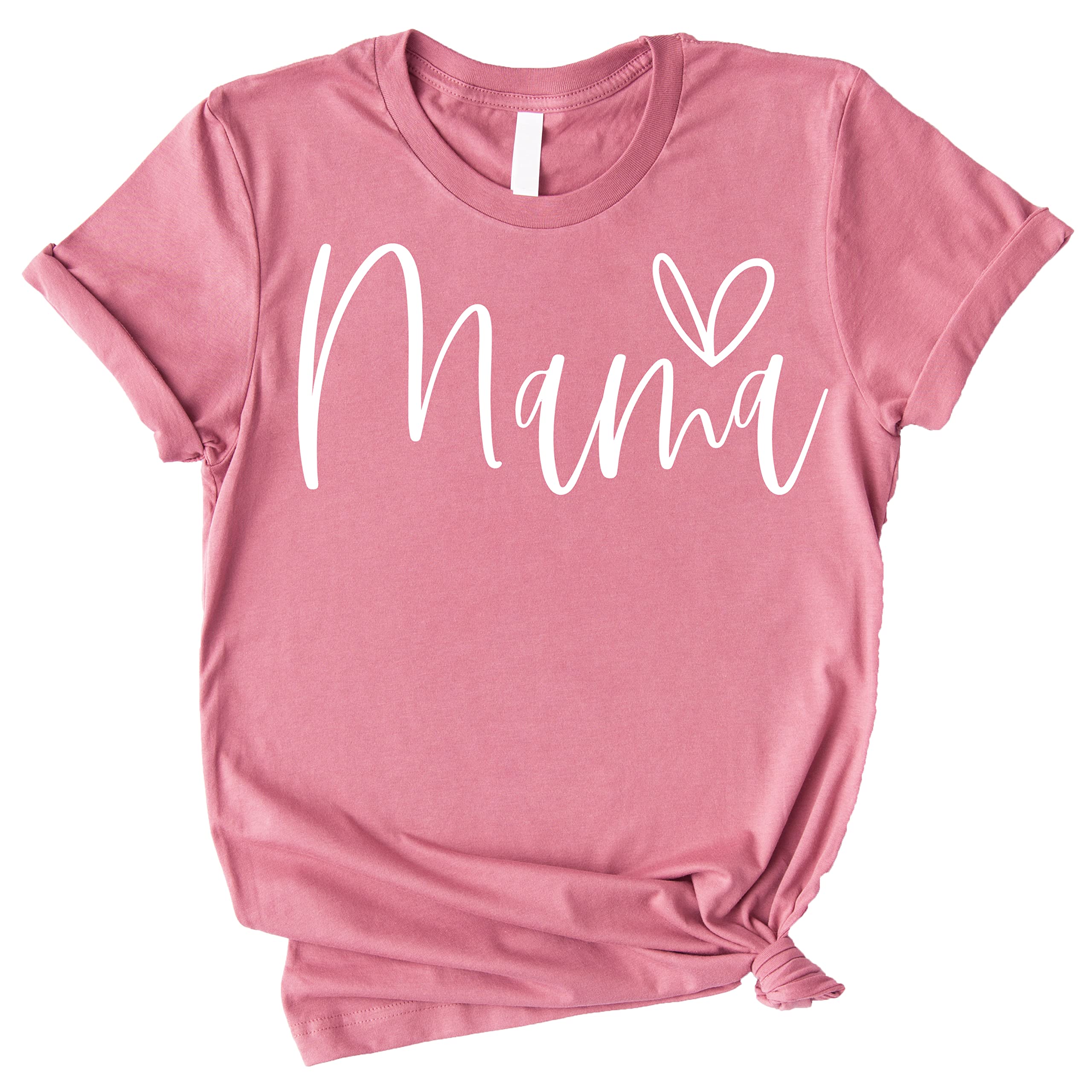 Olive Loves Apple Mama and Mini Heart Matching Outfits White on Mauve Shirt Adult Large