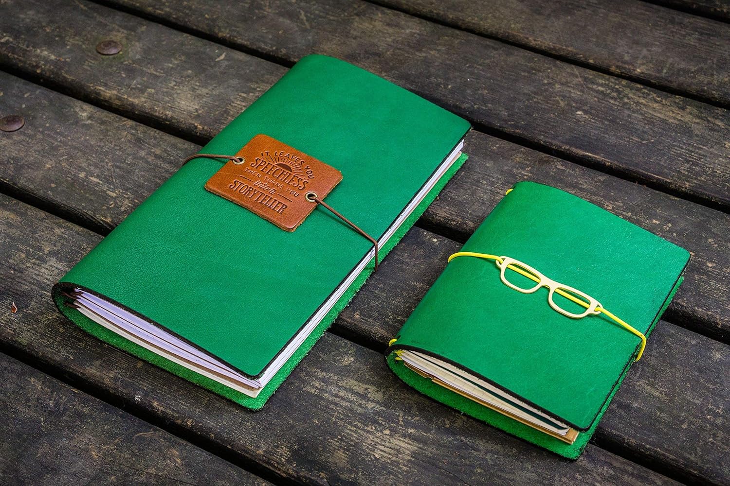Traveler's Notebook Leather Cover Green Handmade Products