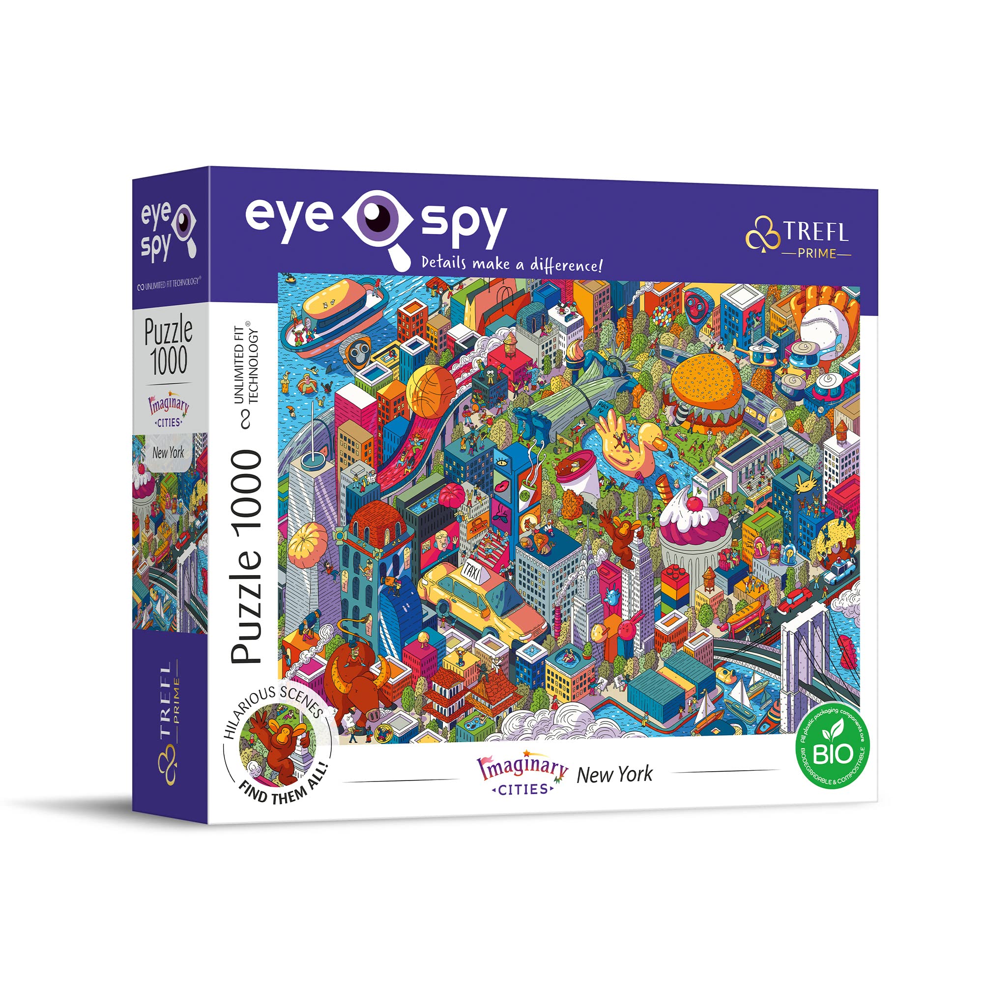Trefl New York USA - 1000 Piece Jigsaw Puzzles for Adults & Children - Eye Spy Imaginary Cities Puzzle - Find The Hilarious Scenes