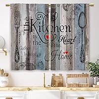 Vista 22 de Cortinas de cocina marrón con temática de café, estilo campestre, rústico, moderno, latte, pequeñas, cortas, para ventana de cafetería, cortinas