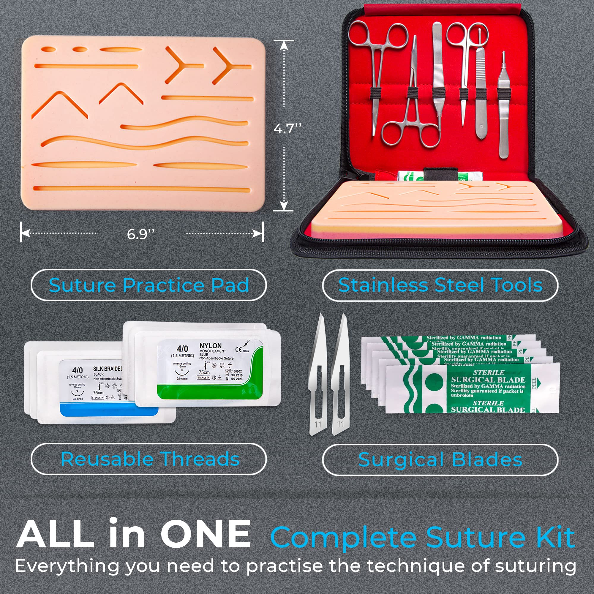 Buy Complete Sterile Suture Practice Kit for First Aid Field Emergency and Medical Students
