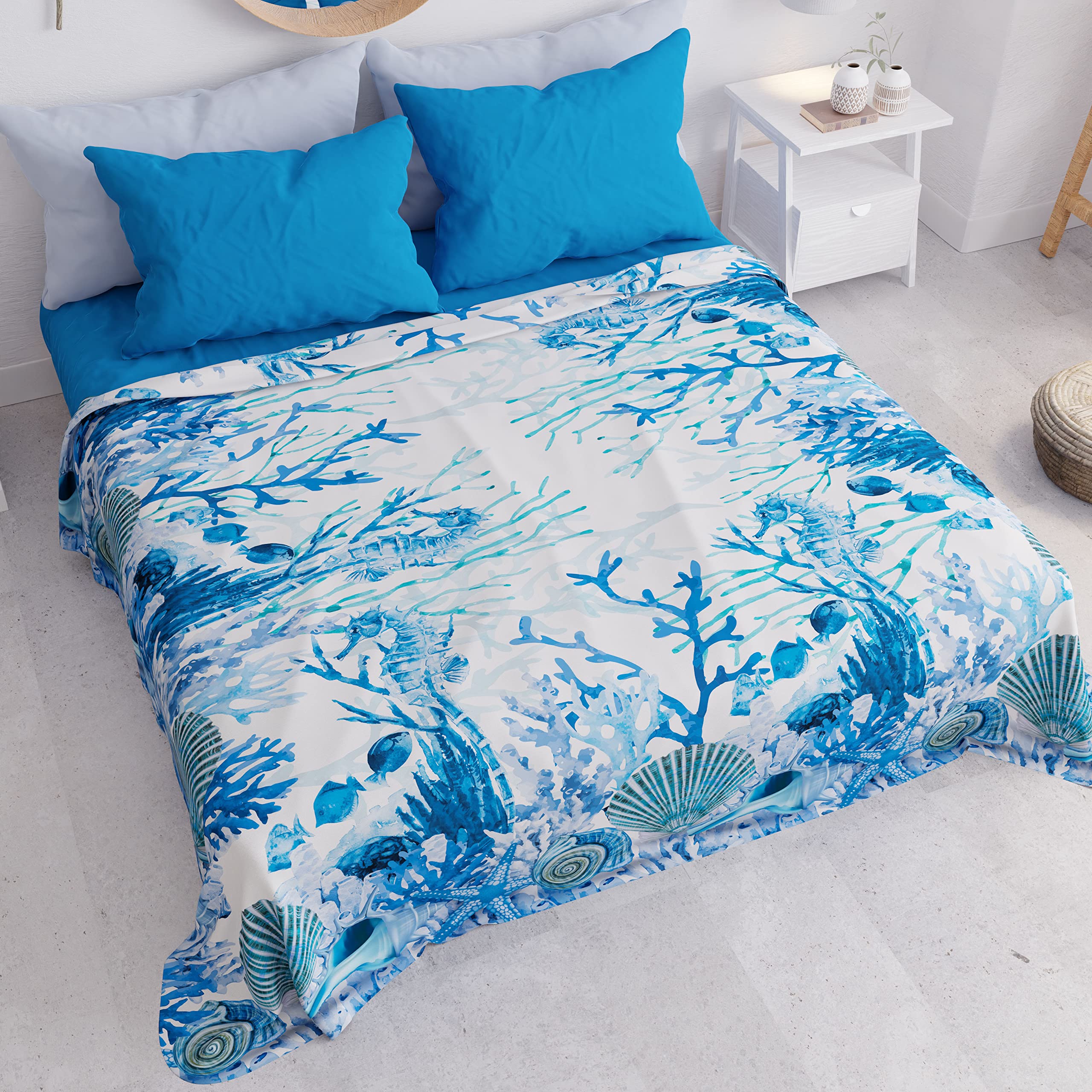 PETTI Artigiani Italiani - Microfibre Sofa Cover 220 x 270 cm, Coral Blue Pattern, Blue Coral - Image 3