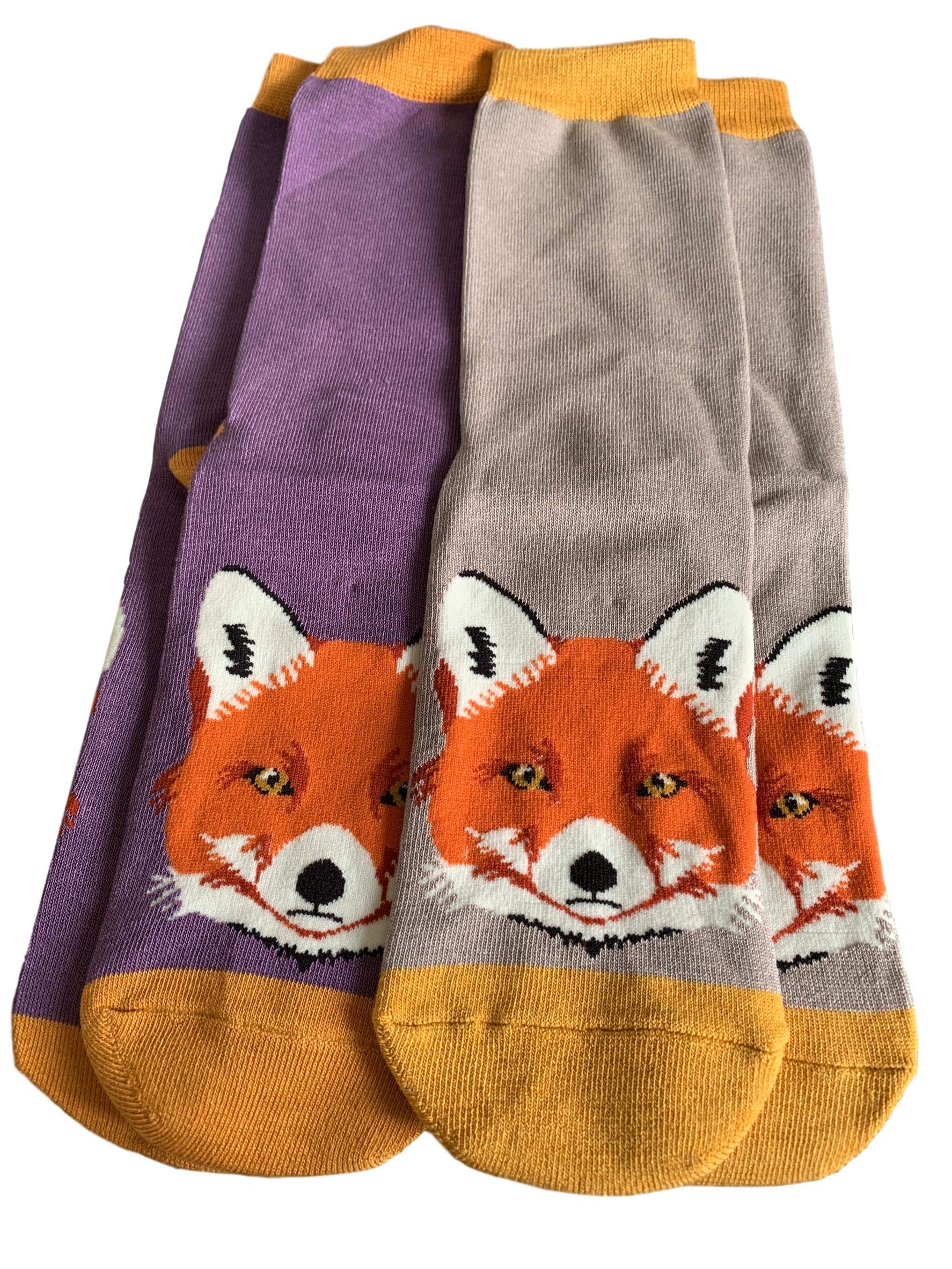 Socks Fox 2 Pair Pack Ladies Bamboo Cotton Blend Soft Sock UK Shoe Size 4-7 Gift Idea