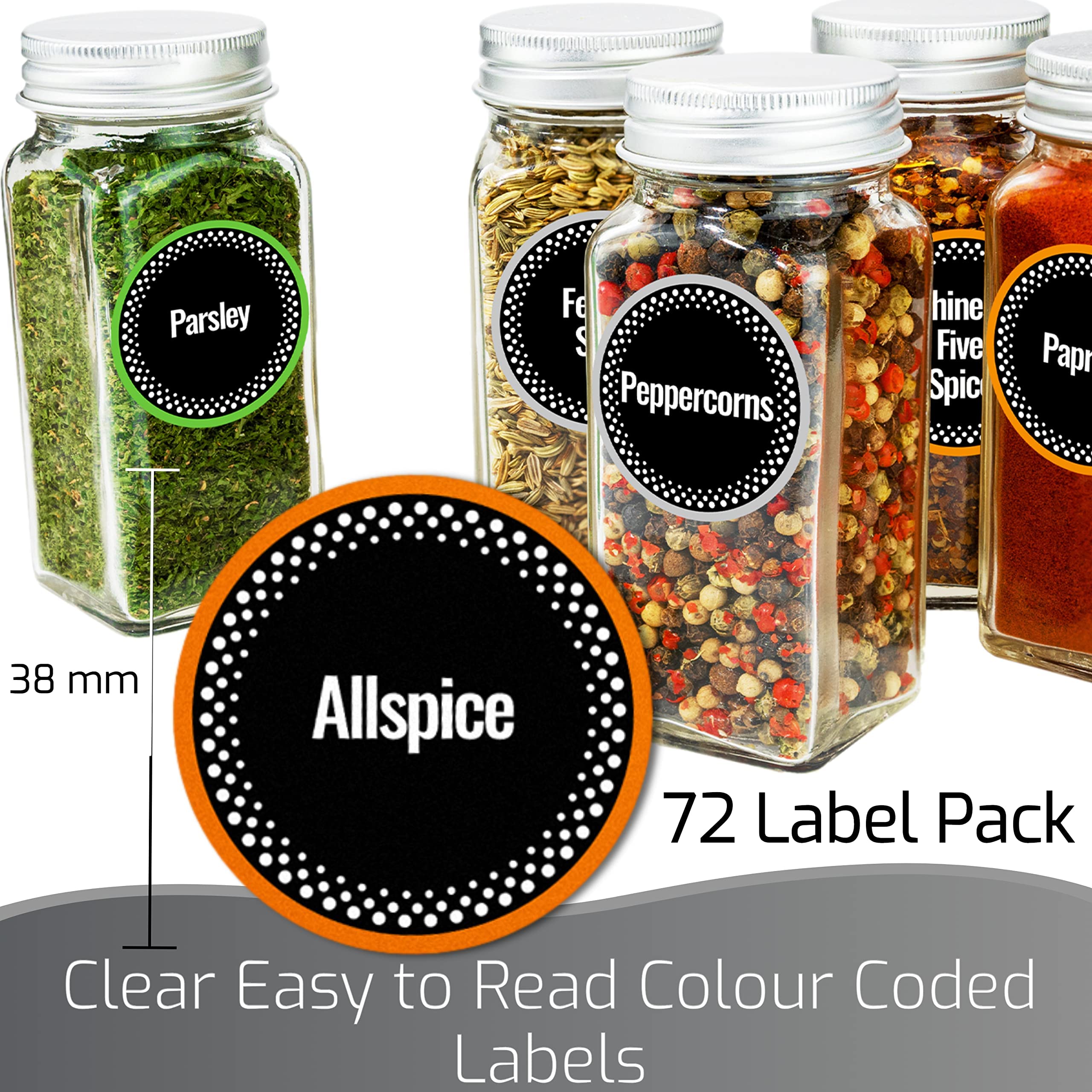 Innoveem Spice Jar Labels 72 Pre Printed Spice Jar Labels Stickers
