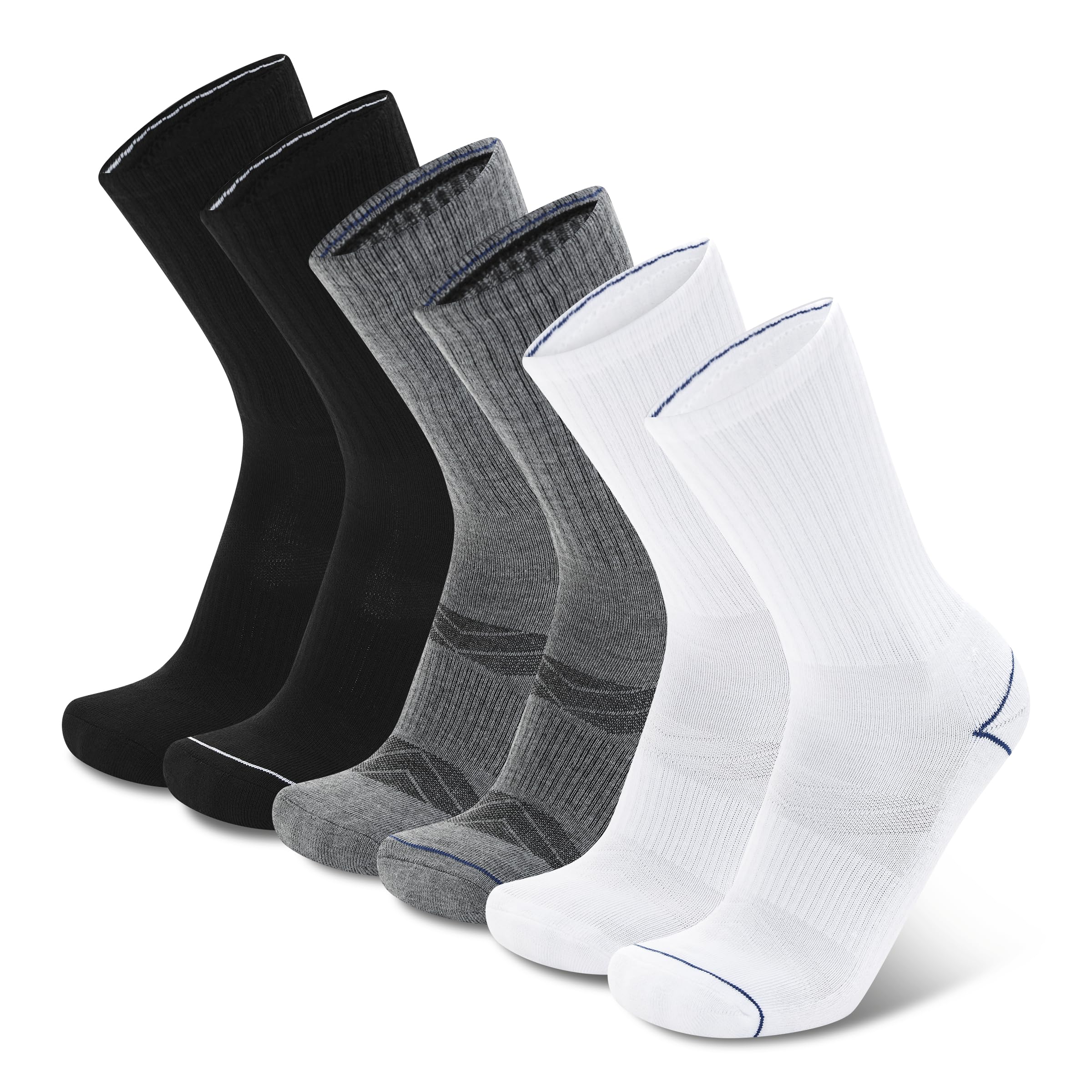 Champion Men's Cushioned Crew Socks 5-Pack - Moisture-Wicking Athletic Crew Socks with Arch Support (Sizes 6-12)