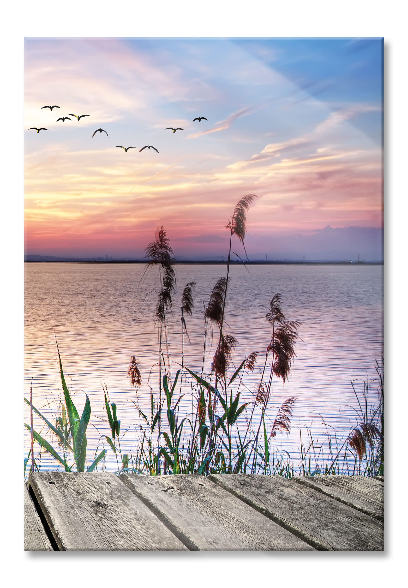 Pixxprint Glasbild, Wandbild aus Echtglas, Steg mit Ausblick aufs Meer, 40x60 cm, inkl. Aufhängung und Abstandshalter