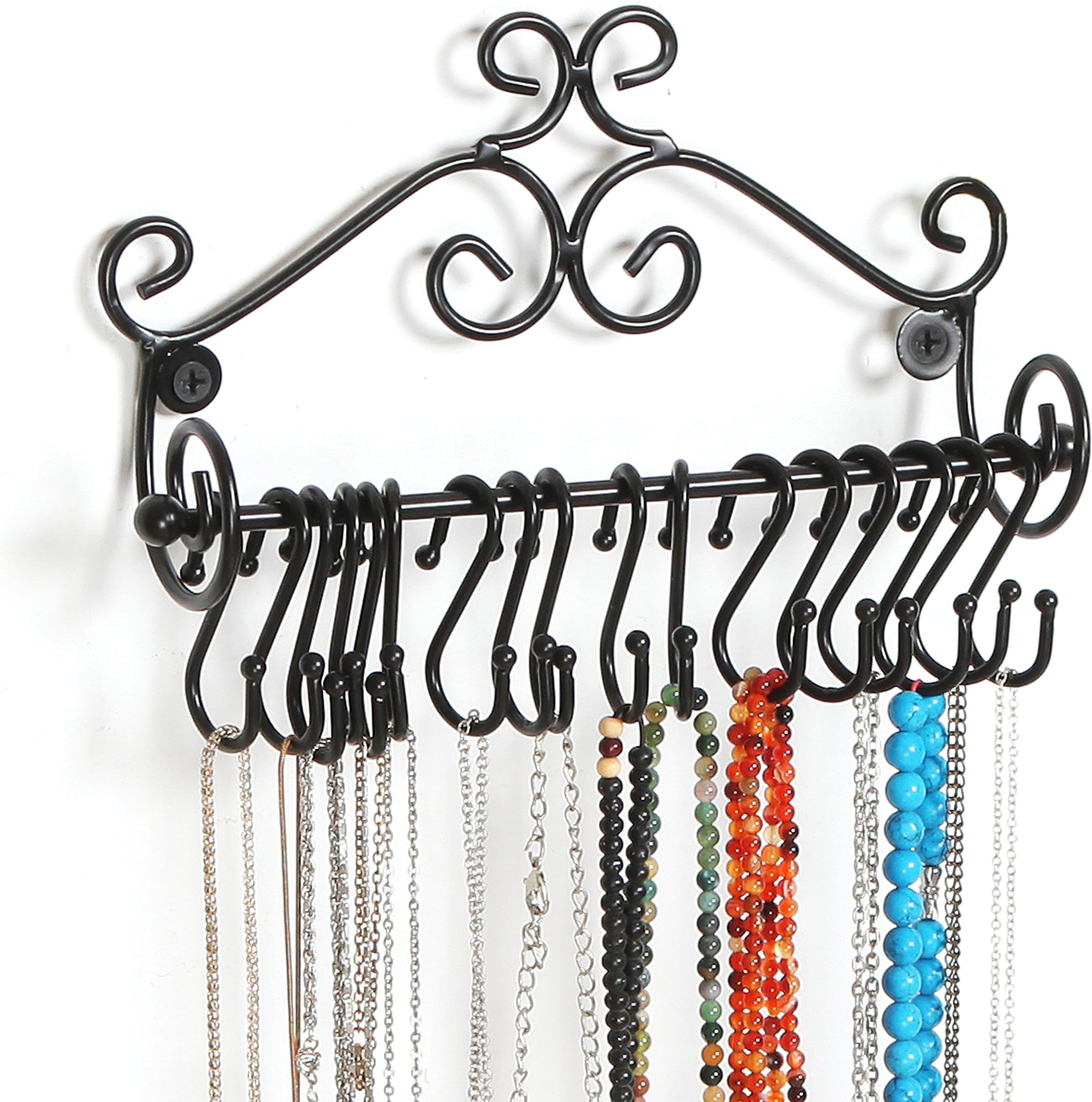 Amazon.com: MyGift Jewelry Organizer - Wall Mounted Black Metal ...