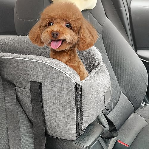 DOflight Asiento de coche suave para perros pequeños de hasta 14 libras, totalmente desmontable y lavable, asiento de automóvil para perros con